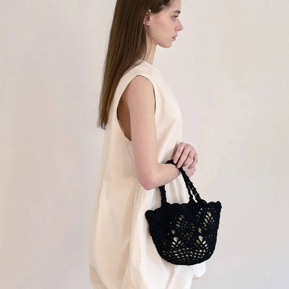 Pineapple Mini Tote Bag _ Black (菠蘿 手工製 鉤織 迷你托特袋)