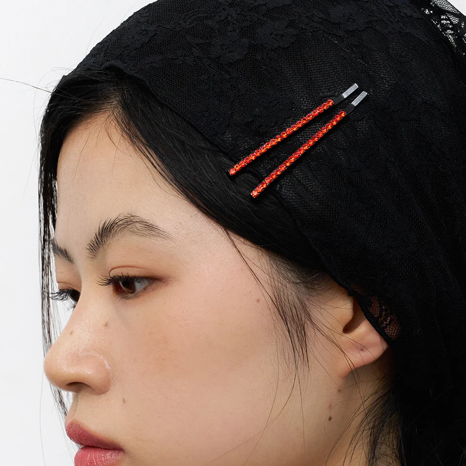 cubic sil hair pin - red