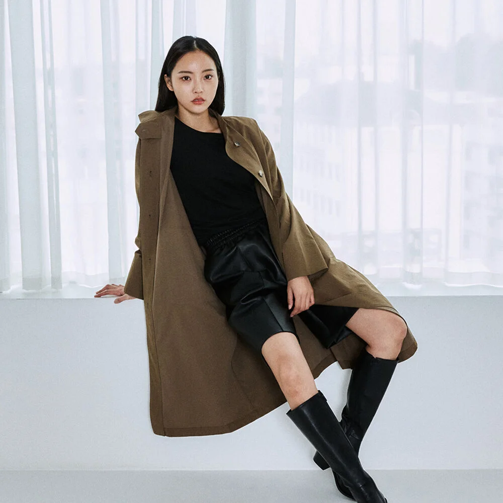 Single layer stitch coat _brown