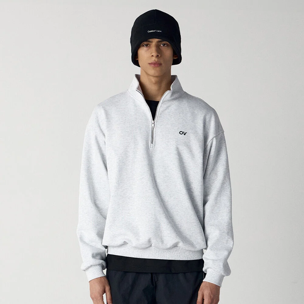OV LOGO QUARTER ZIP SWEATSHIRT (LIGHT HEATHER GRAY)