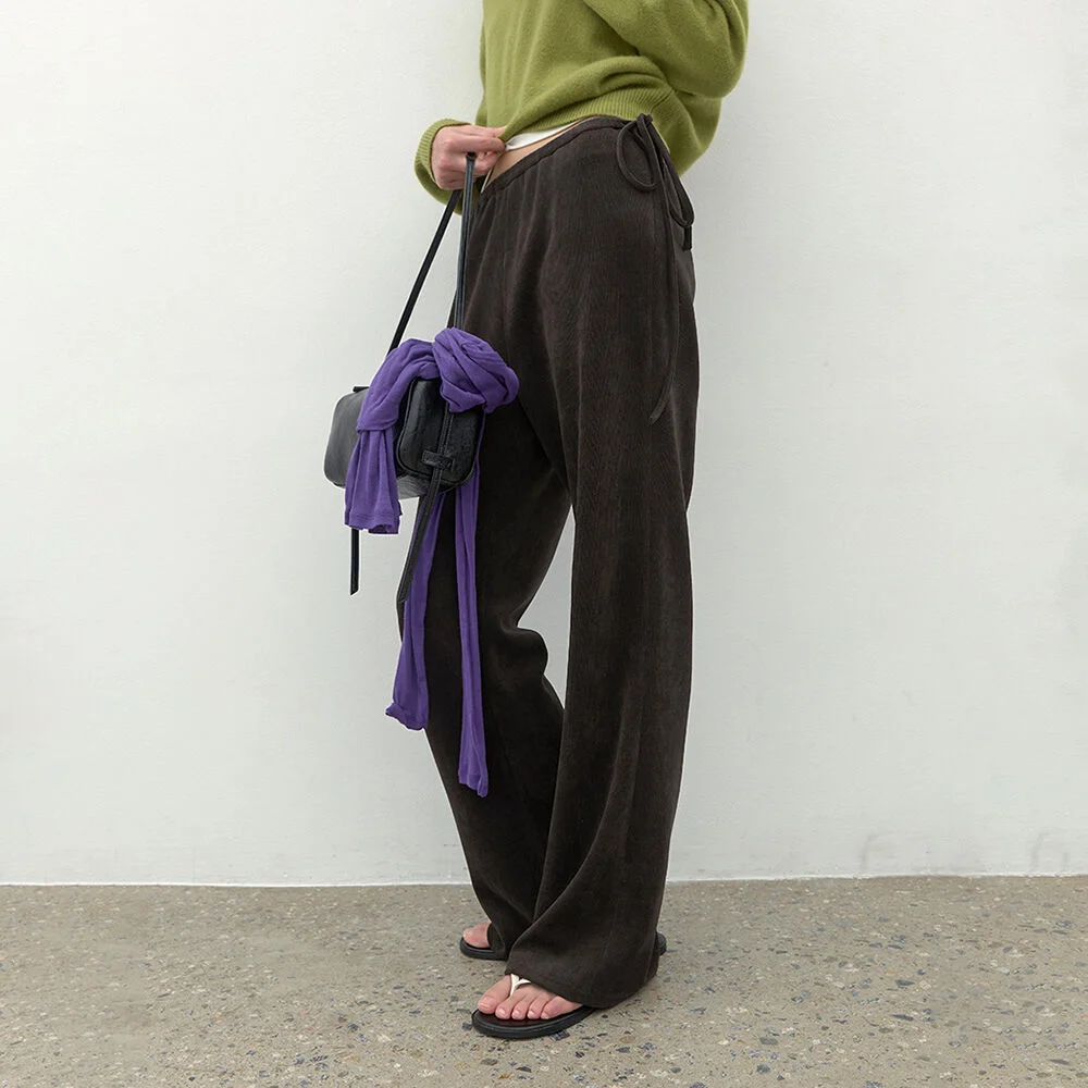 (PT-5808)RIBBED JERSEY BANDING BOOTCUT PANTS