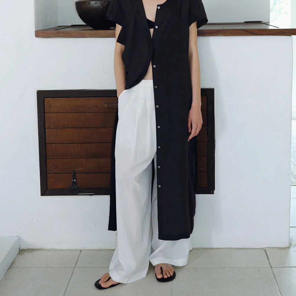 SHEER WIDE PIN-TUCK PANTS_IVORY