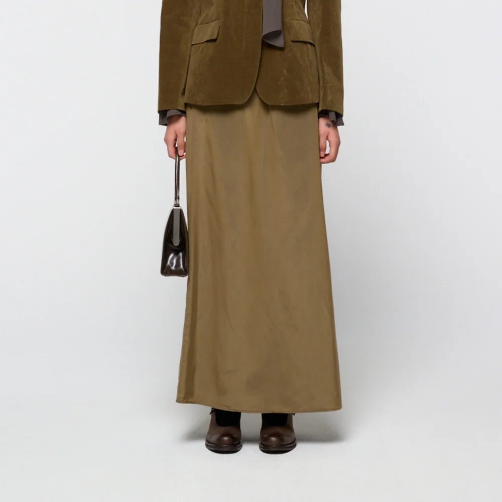 Cupro banding skirt, Khaki