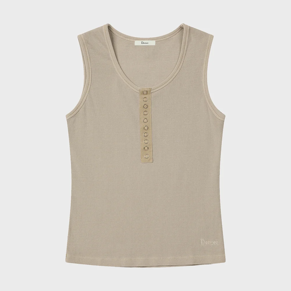 RING POINT PIGMENT SLEEVELESS IN OATMEAL