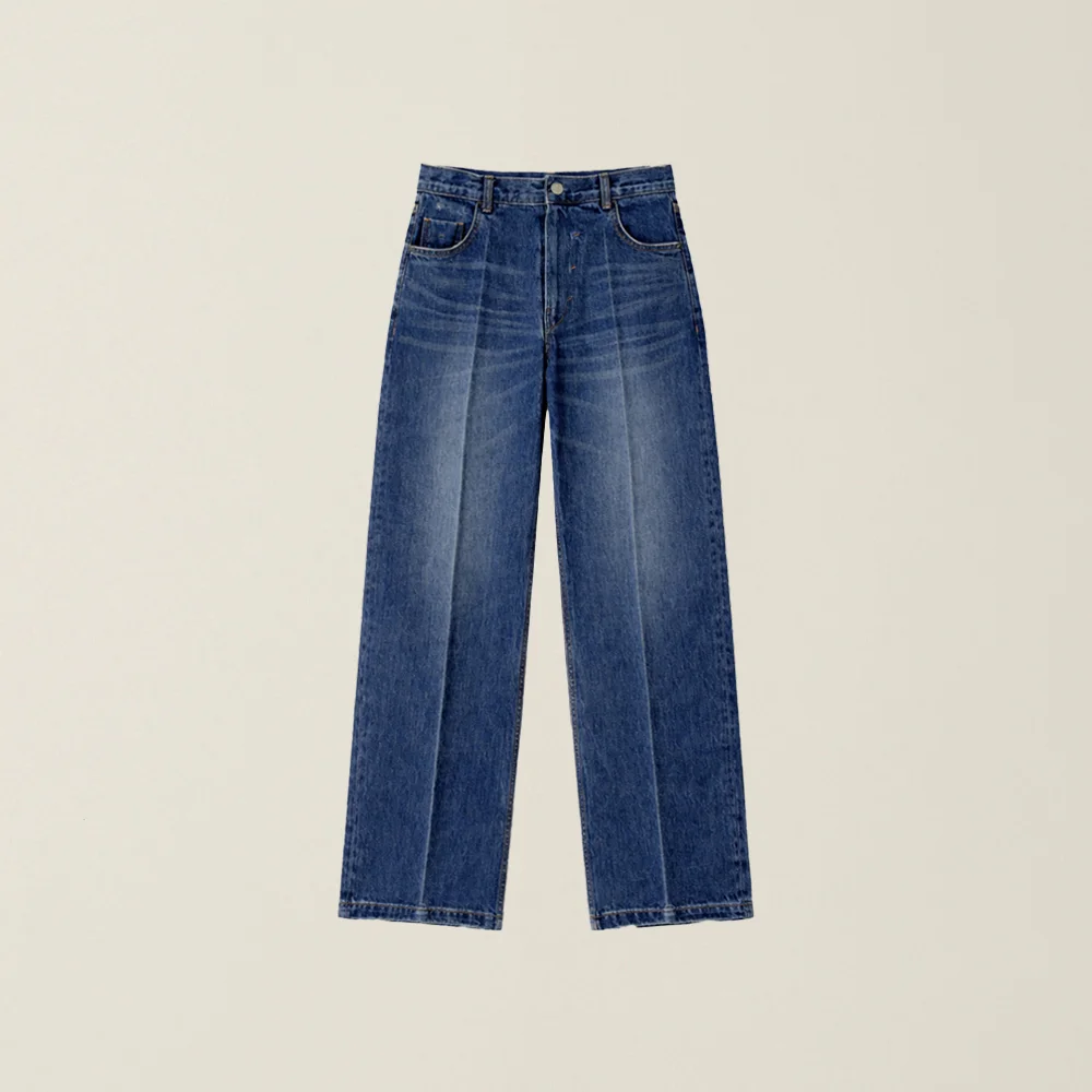 E04 TAPERED DENIM PANTS WASHED BLUE