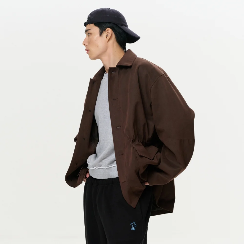 UNISEX ERA FAUX SUEDE SAFARI JACKET - BROWN