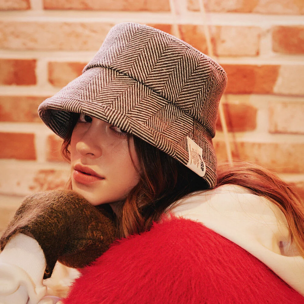 BD HERRINGBONE GRAY BUCKET HAT