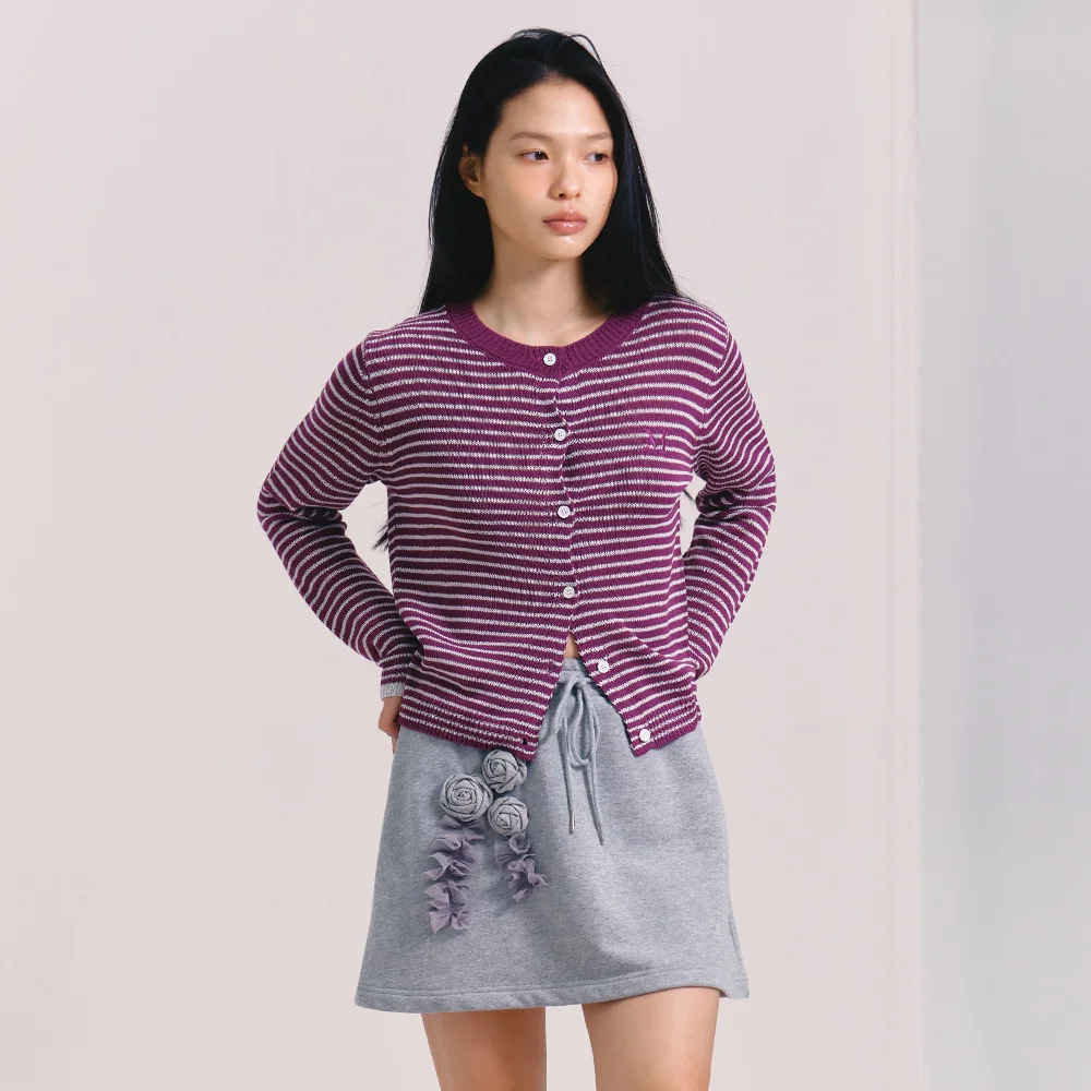 LOGO STRIPE CARDIGAN (PURPLE)
