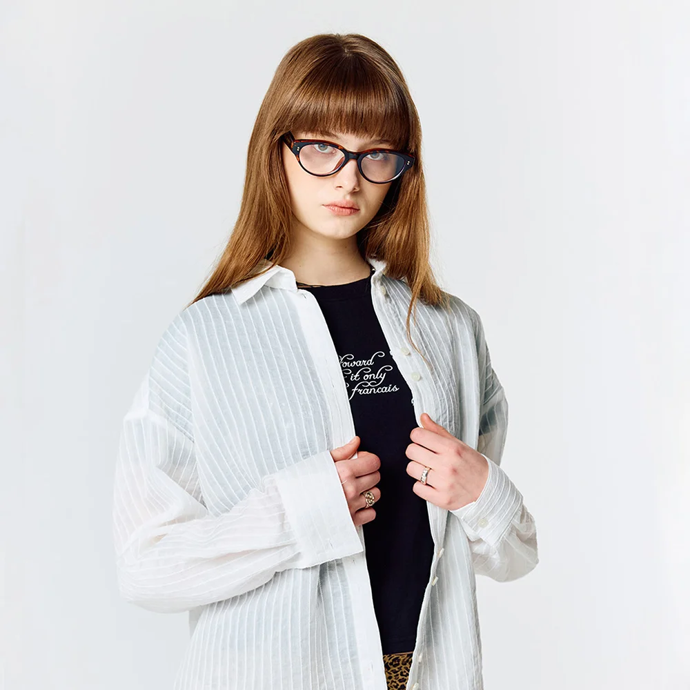 L15 STRIPE OVER SHIRTS(WHITE)