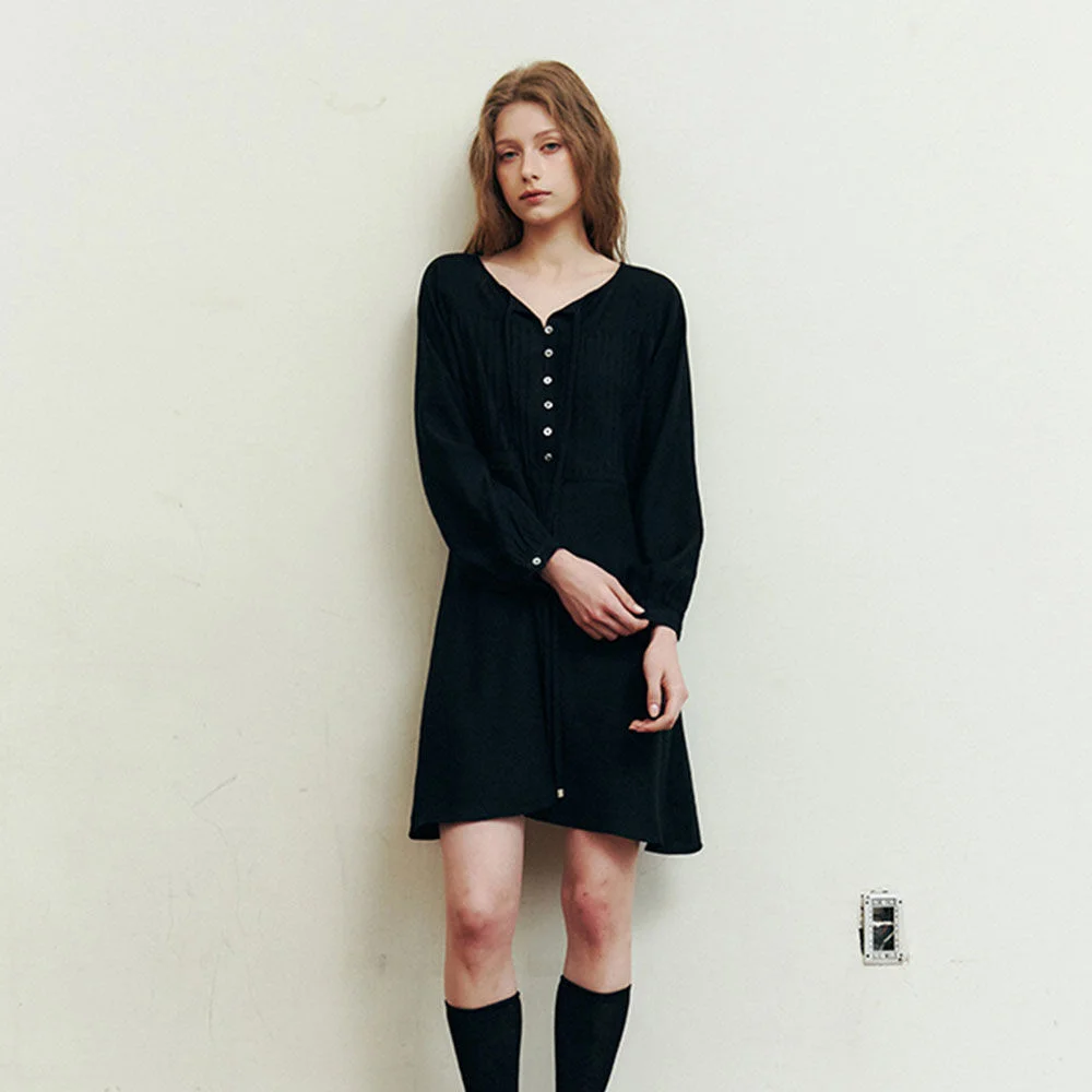 Jen Smoke Dress - Long (Black)