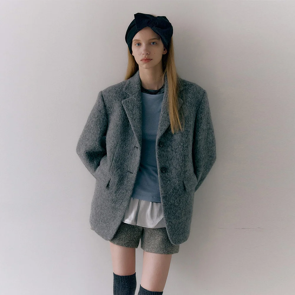 ALPACA SINGLE HALF JACKET (ash gray)