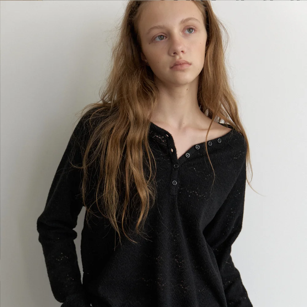 預訂發貨 Eden Brushed Lace Top_black