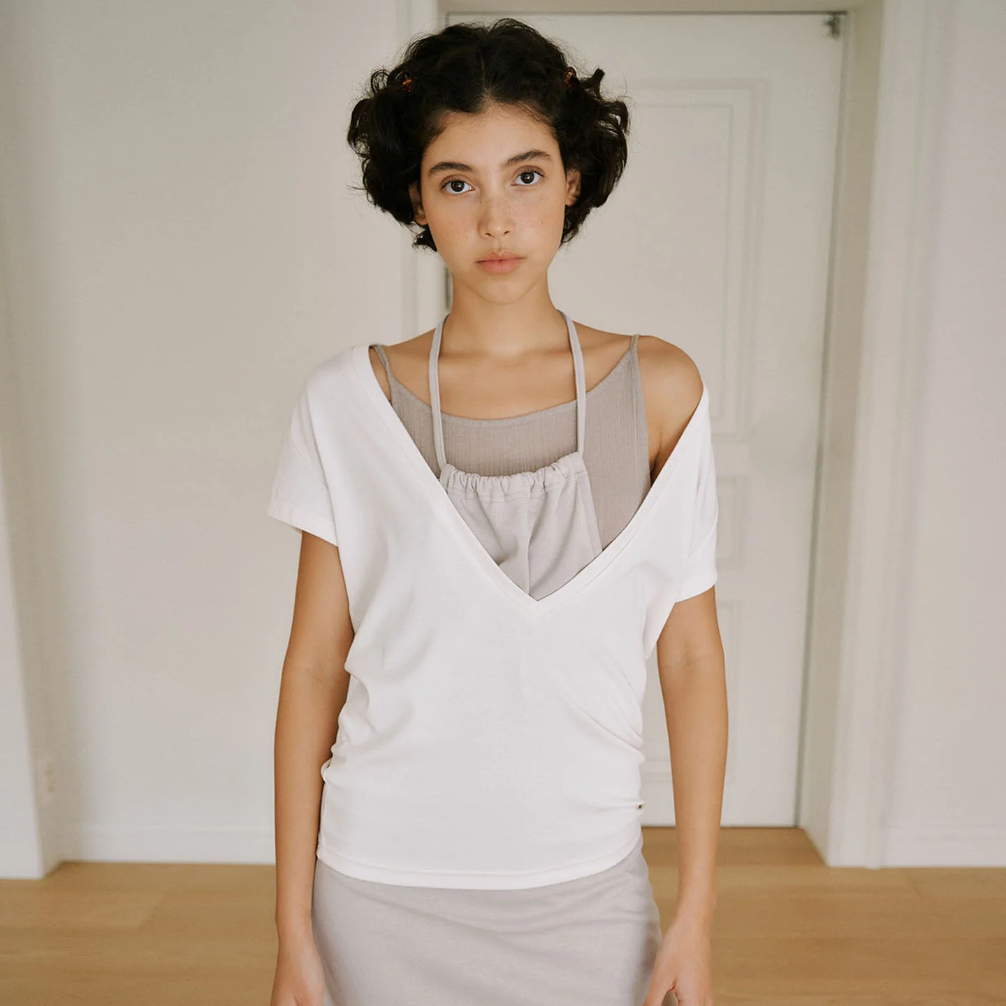 TIE UP LAYERED JERSEY ONE PIECE DRESS