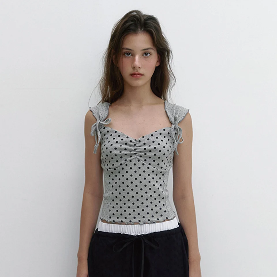 DOT RIBBON T (MELANGE GREY)