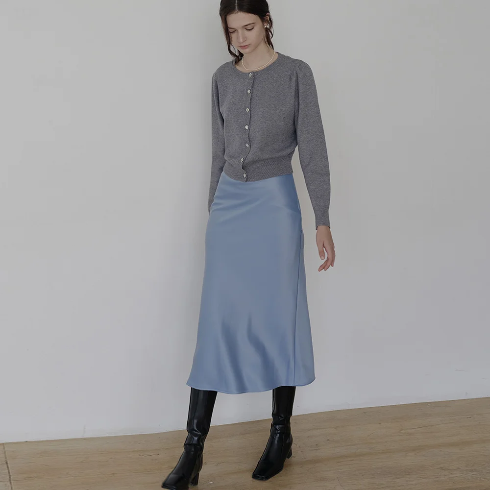 Lautre Satin flare skirt blue
