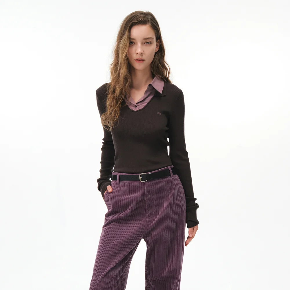 LEONIE LAYERED COLLAR KNIT (BROWN)