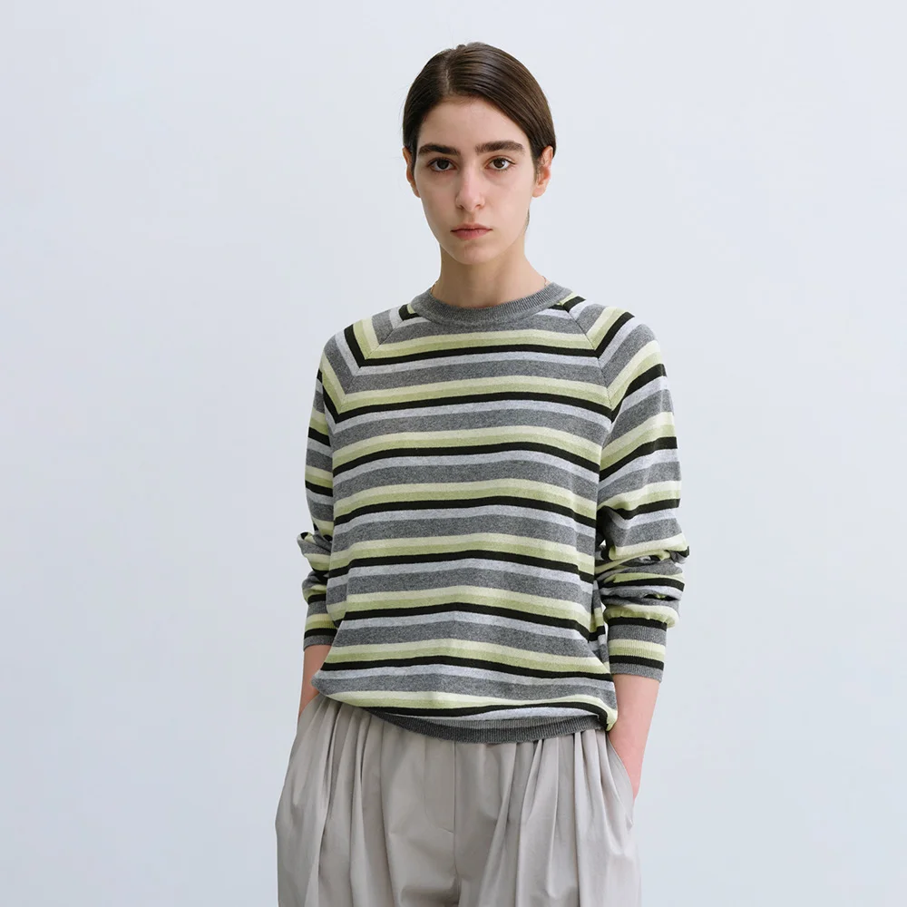 Summer Stripe Ted Raglan Knit in Gray