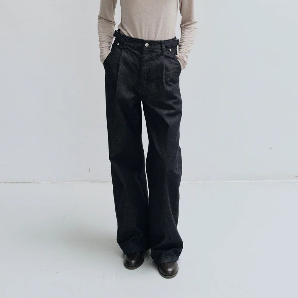 Buckle tuck denim (raw blue)