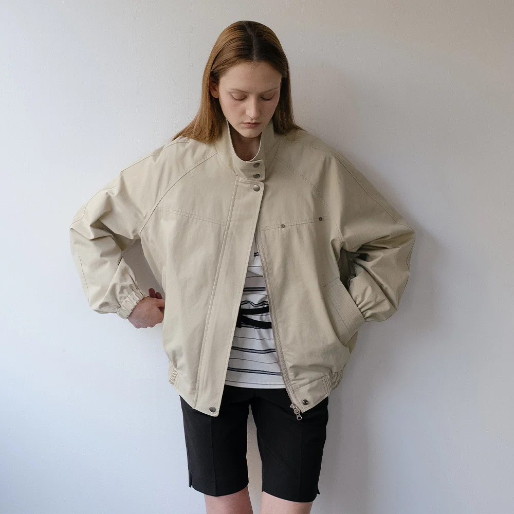 Dusty cotton blouson jumper _Khaki beige