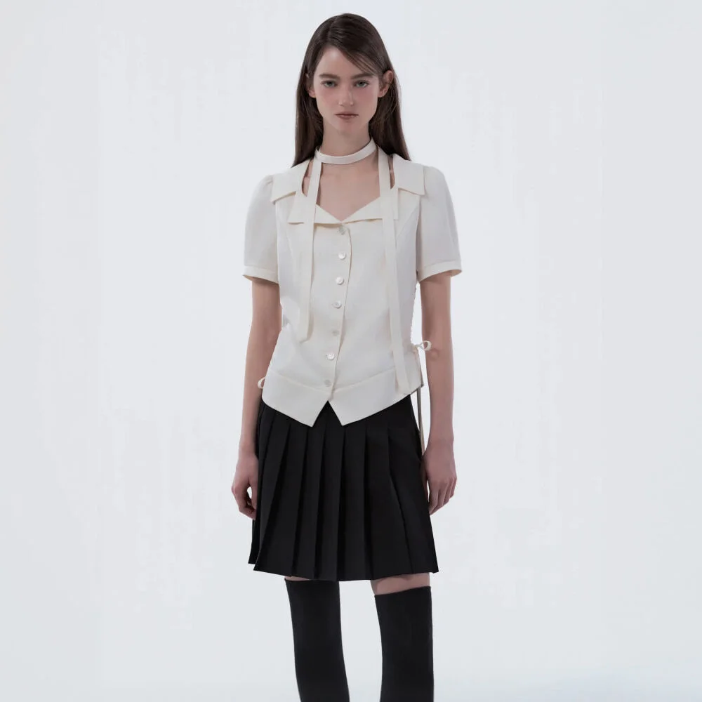 Jenn Pleated Mini Skirt - Black