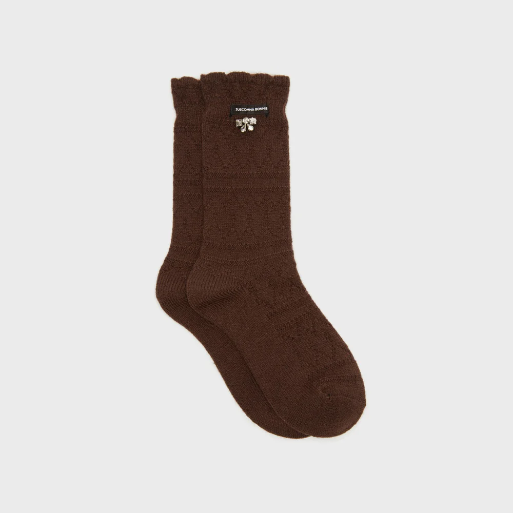 Crystal ribbon socks(brown)_DSLAA26505BRN