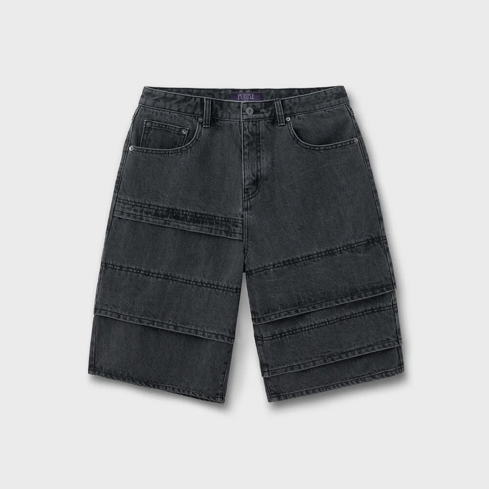 MULTI CUFF DENIM SHORTS FADE BLACK