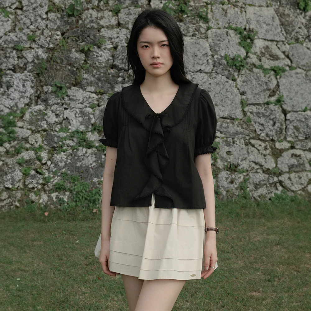 Puff Sleeve Ruffle Blouse