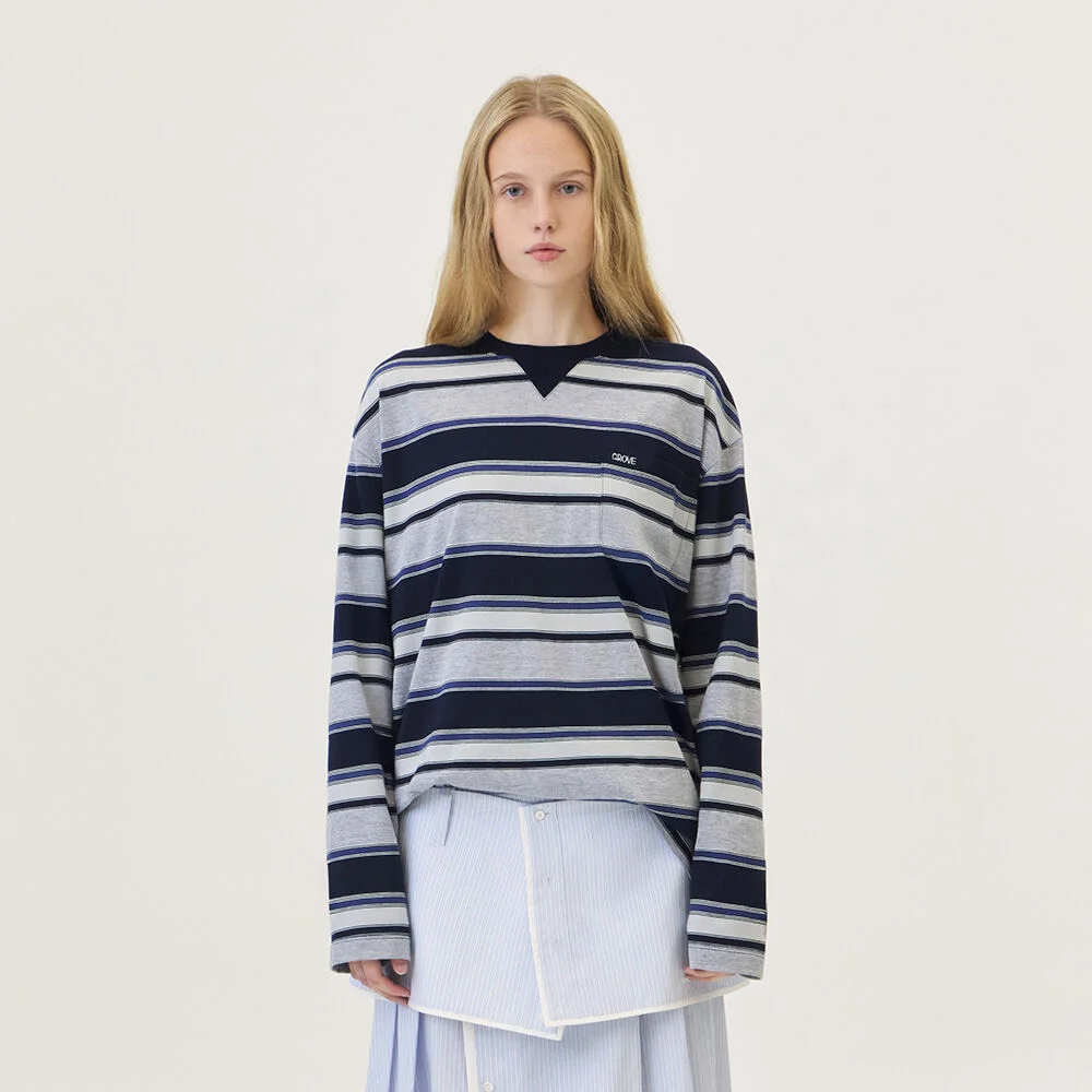 TALIN STRIPE L/S T-SHIRT (NAVY)