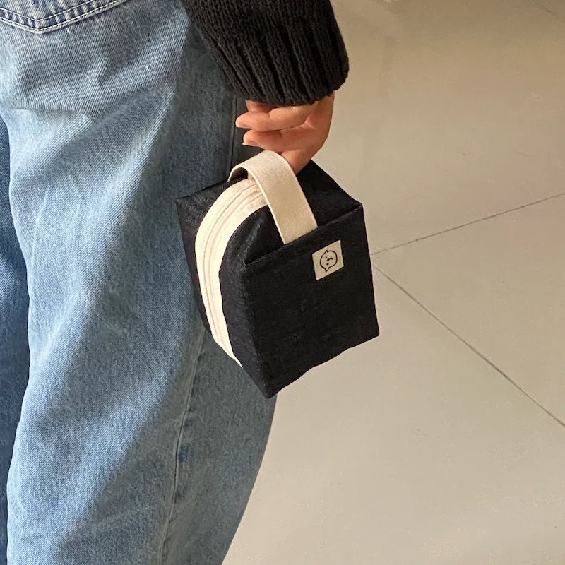 Sea Otter Shop 旅行 化妝品 化妝袋 (Denim, L size)