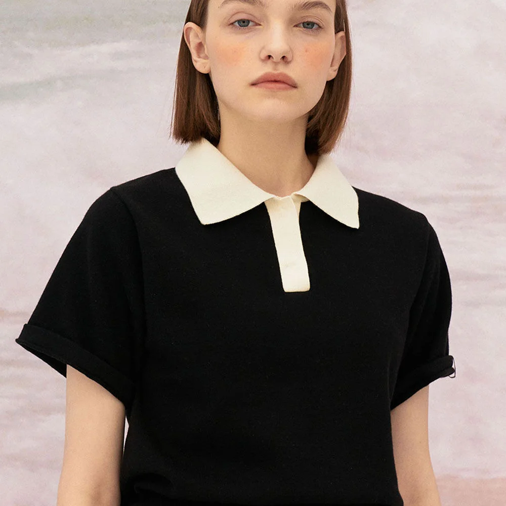 5S Organic-cotton Knit top - Black