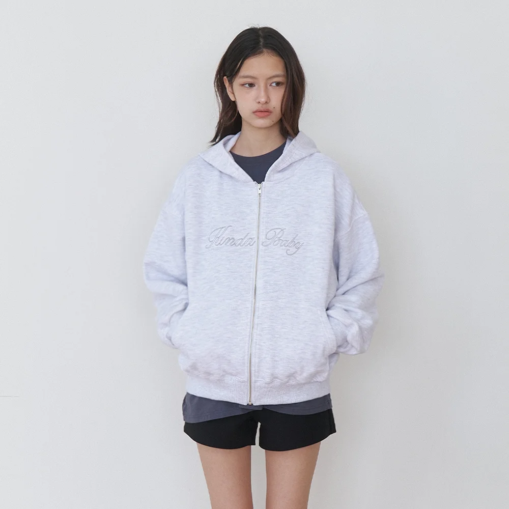cozy stitch zip-up hoodie - soft melange gray