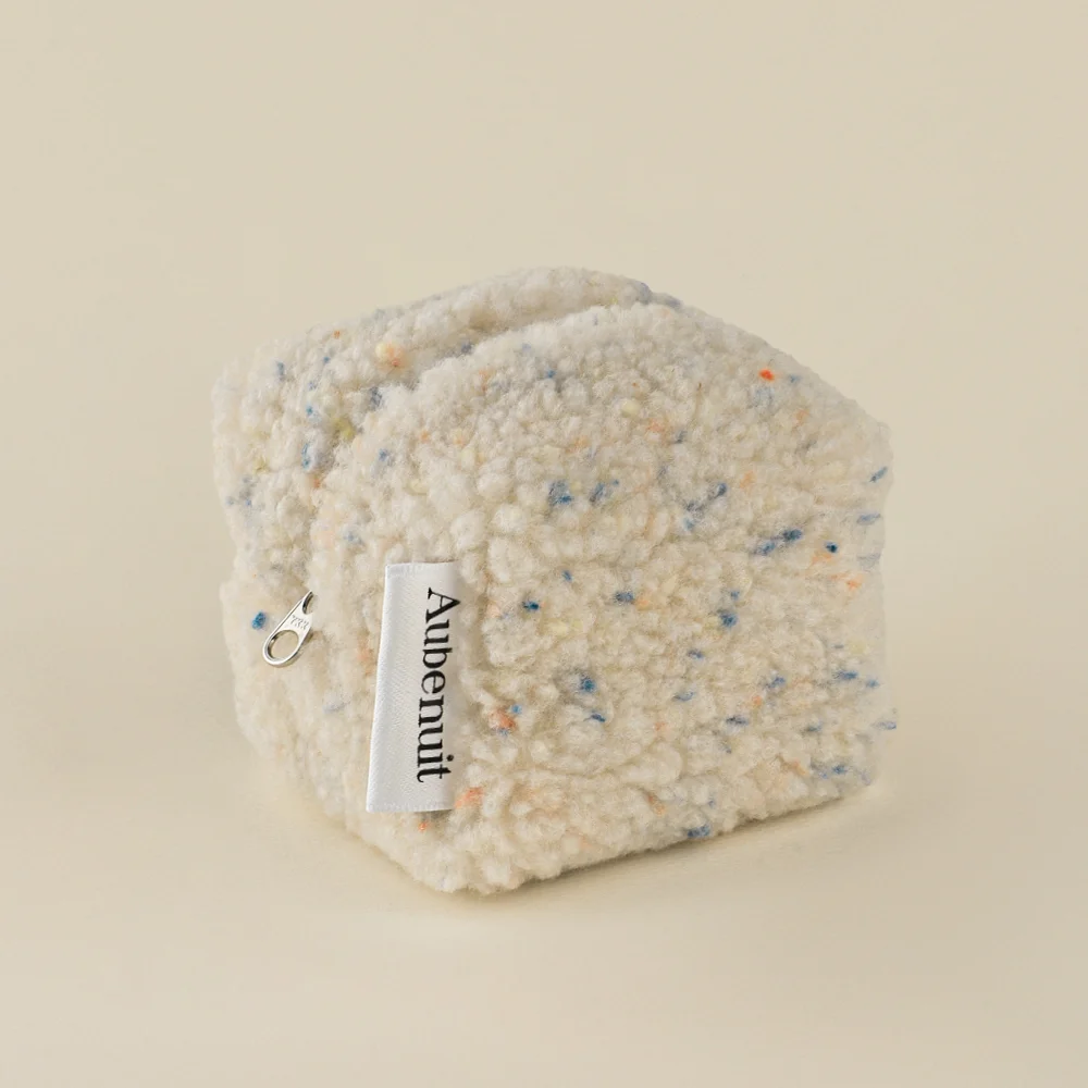 Obnuit 羊毛 Cube 化妝袋 Mellow Ivory S (鑰匙扣 附加 可)