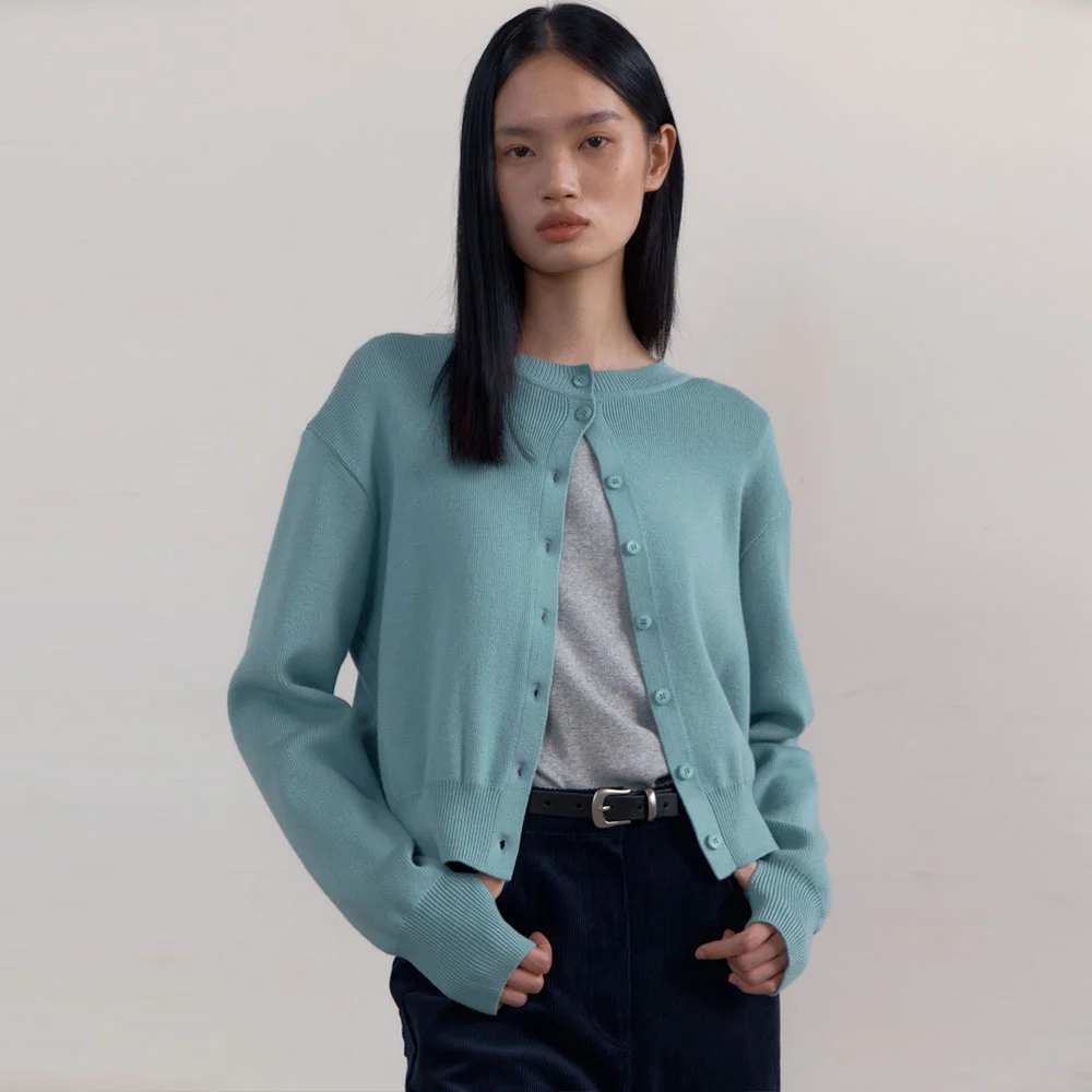 Crew Neck Cardigan (Mint)