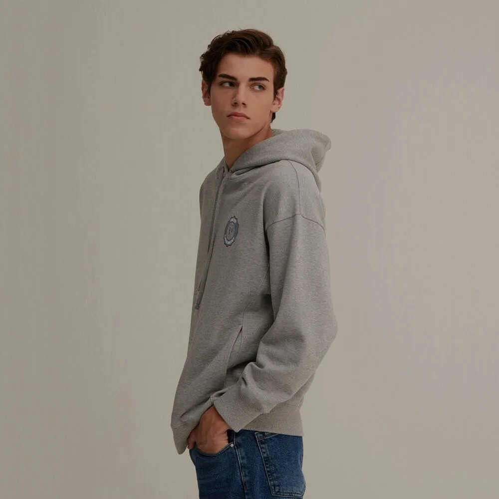 SIGNATURE LOGO UNISEX HOOD T GREY