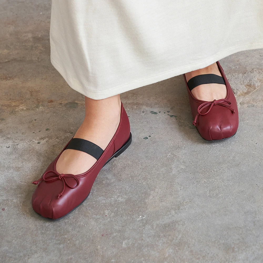 Lumi Ballet Flats Leather Wine