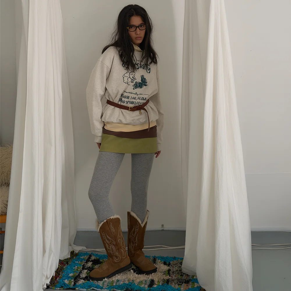 Split Stitch Leggings / Gray