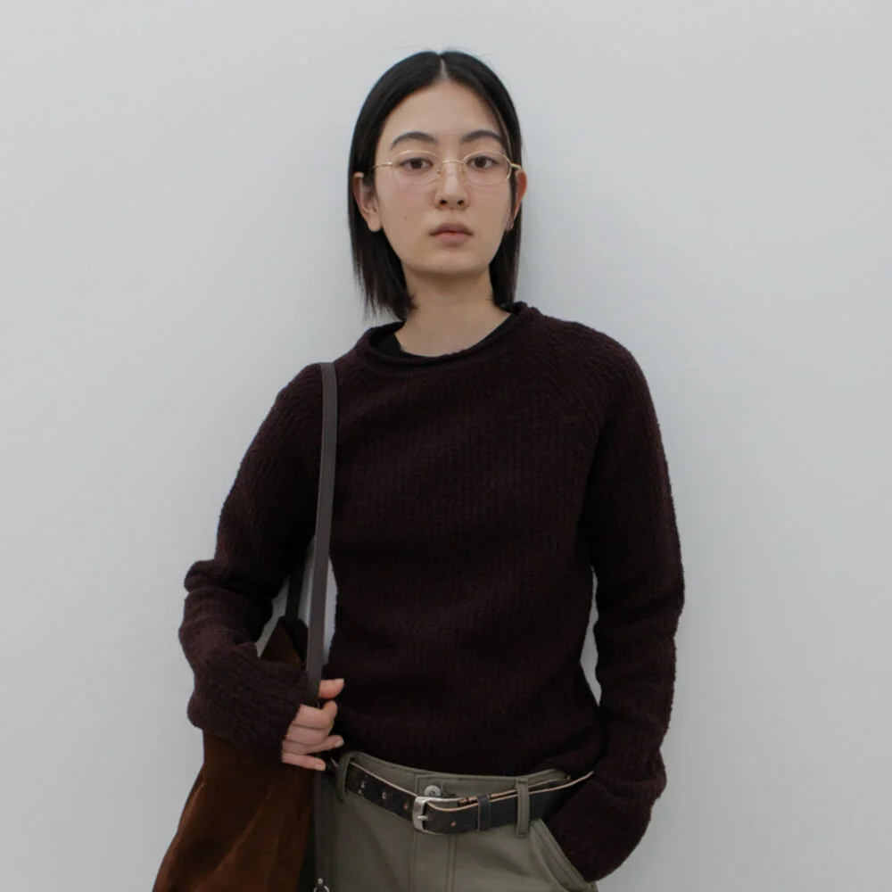 BOUCLE RAGLAN KNIT / BROWN