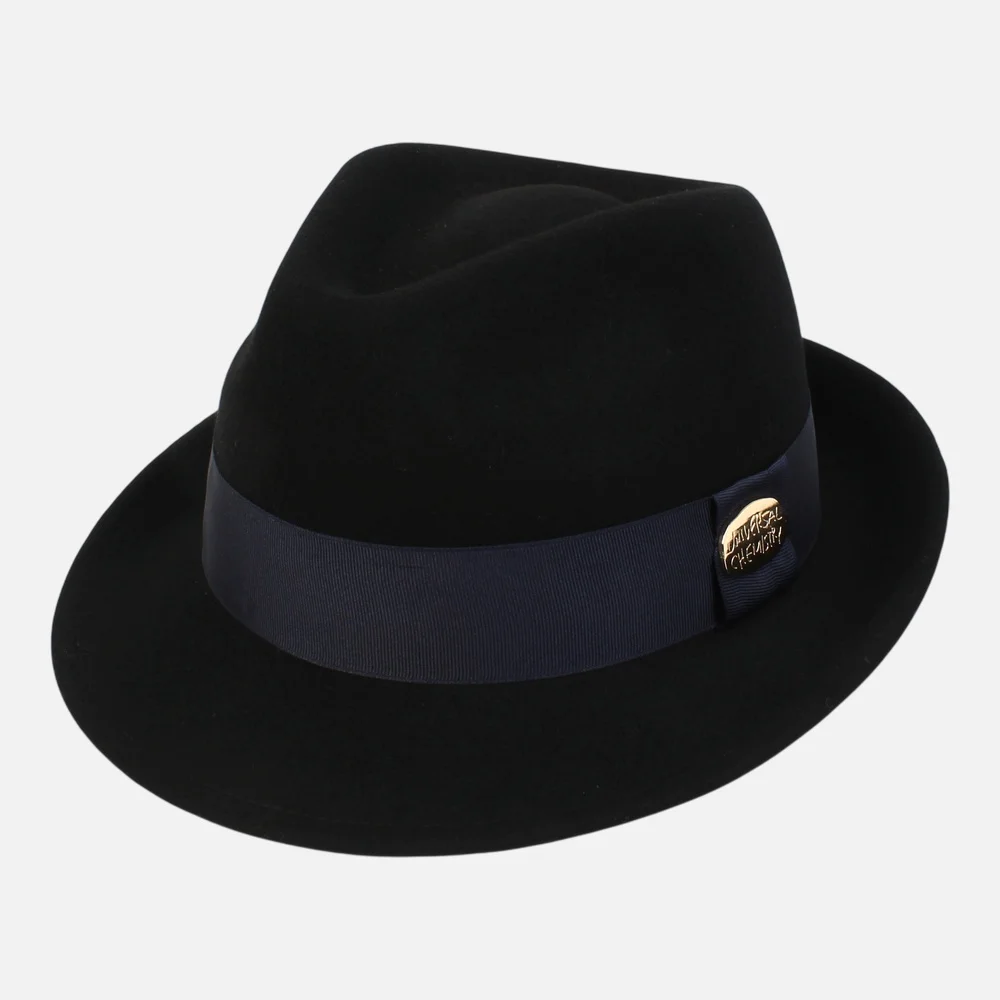 Big Size BU NV Line Black Wool Fedora 軟呢帽