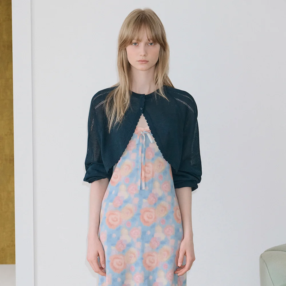 Bolero Knit Cardigan (Navy)