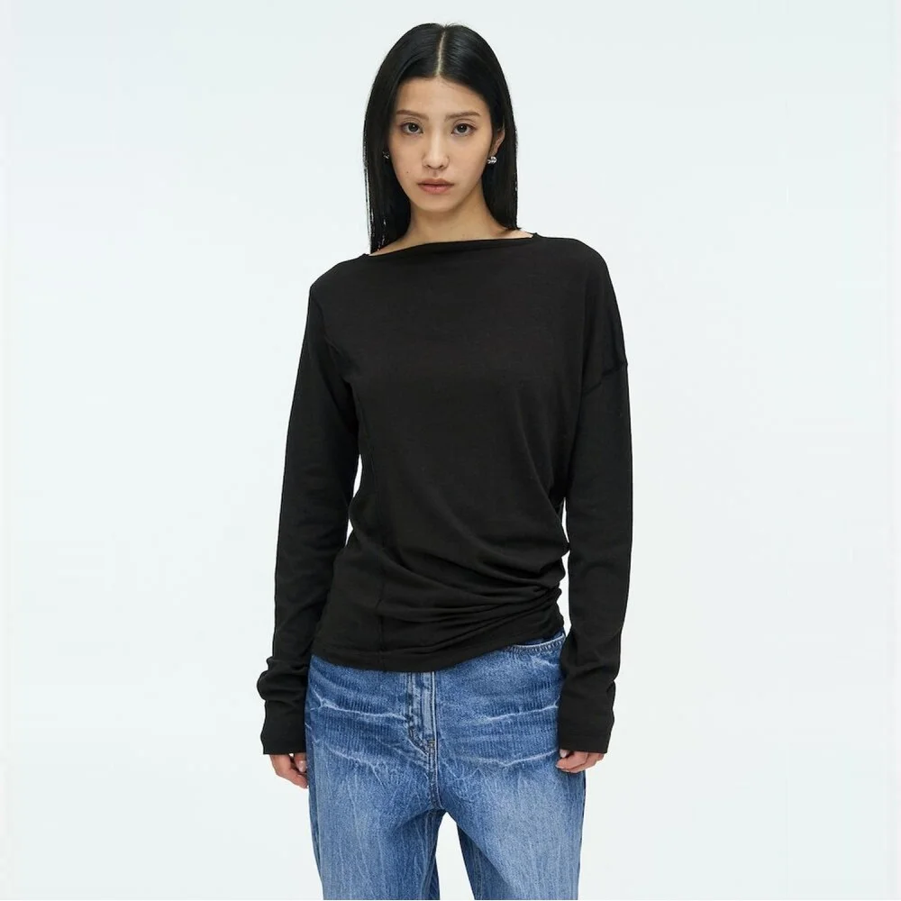 Asymmetrical Drape TShirt Black (AG6241A015)