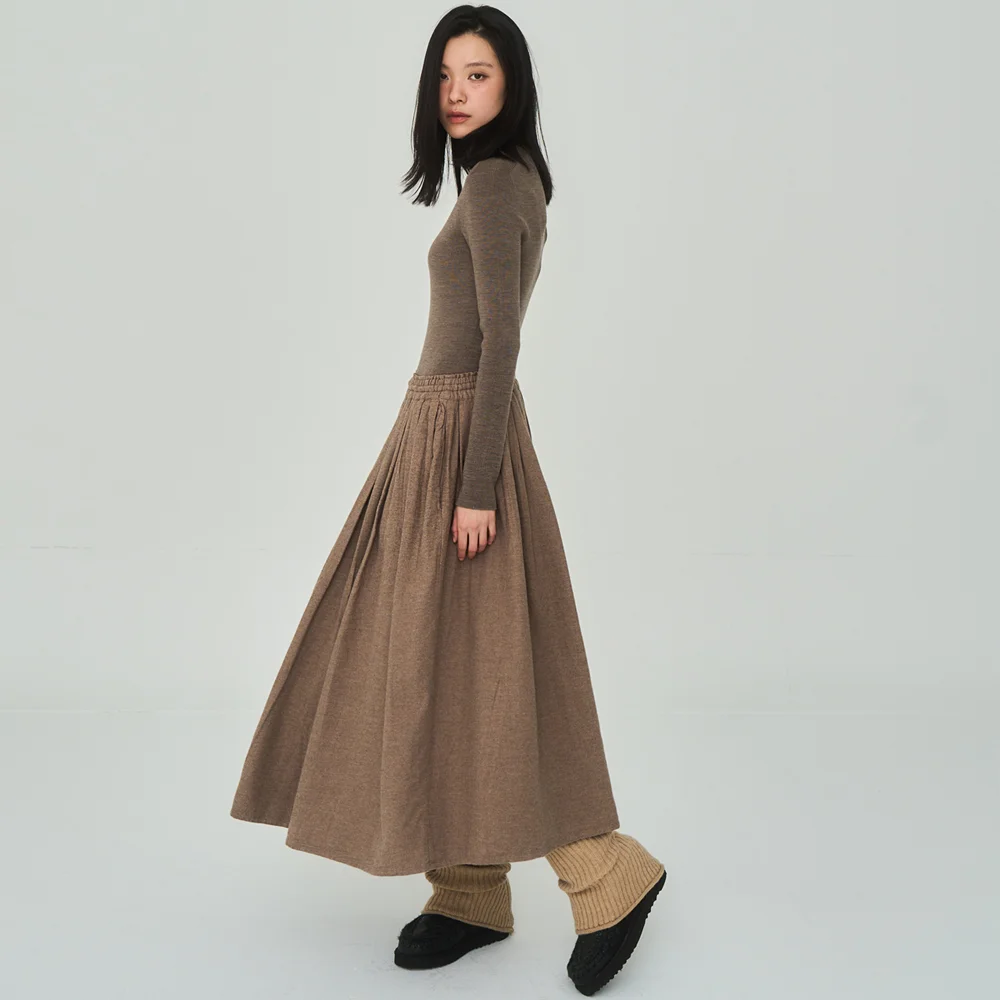 FW Shirring Oatmeal Skirt