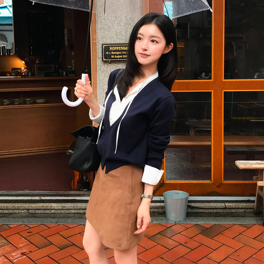 SUEDE POCKET SKIRT_BROWN