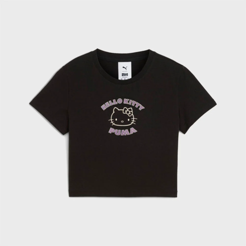 PUMA X Hello Hello Kitty 圖案 T恤 - PUMA 黑色 / 631613-01