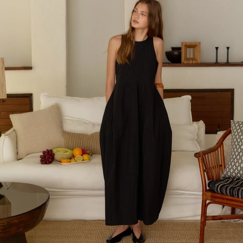 Solenne Ballon Dress / Black