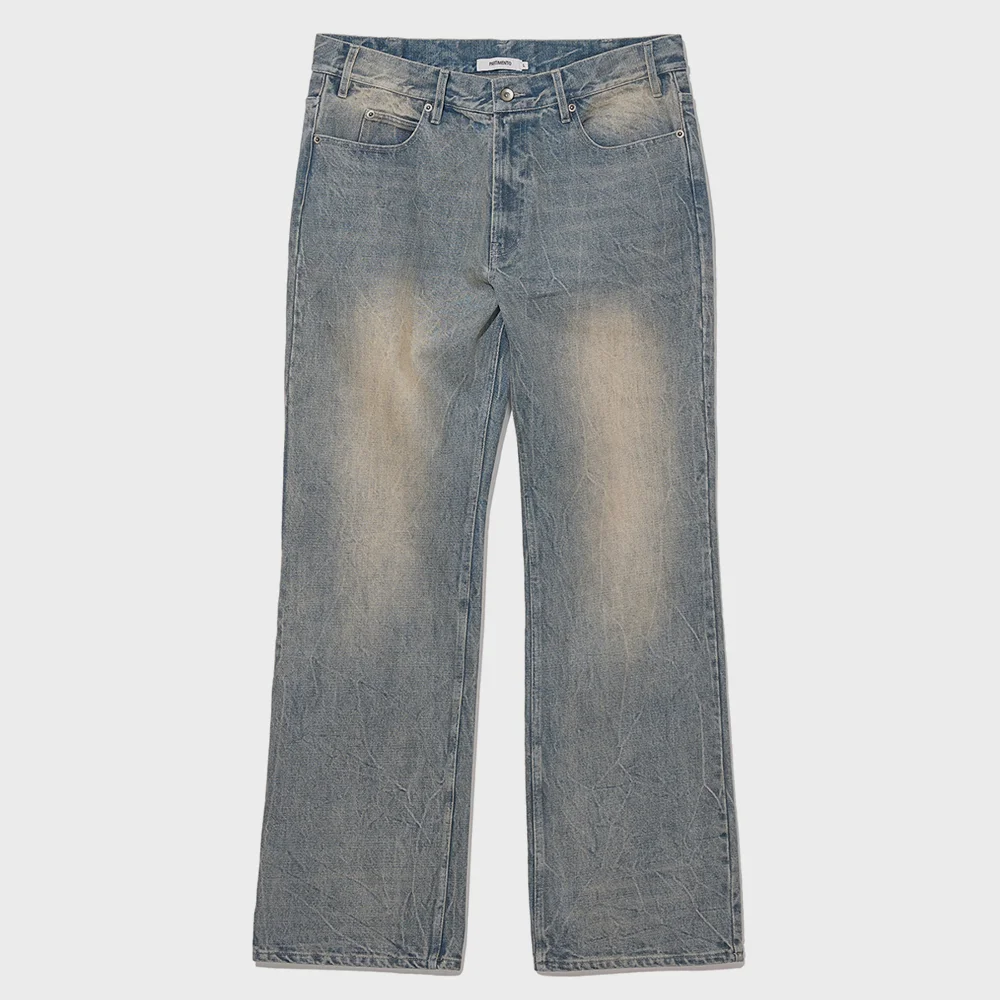 Straight Flare Denim Pants Dusty Blue