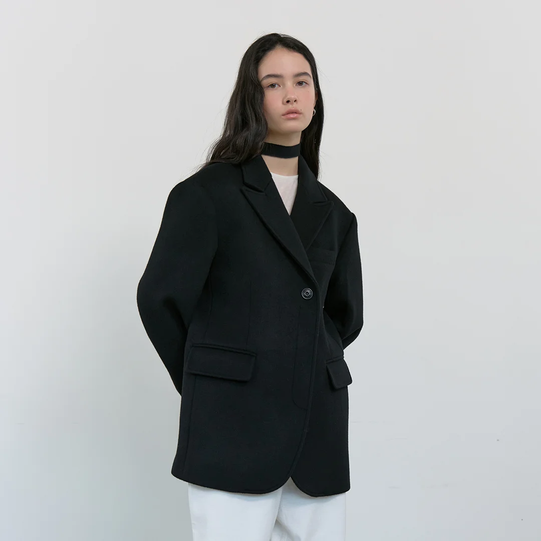 CASHMERE DOUBLE HALF COAT_BLACK
