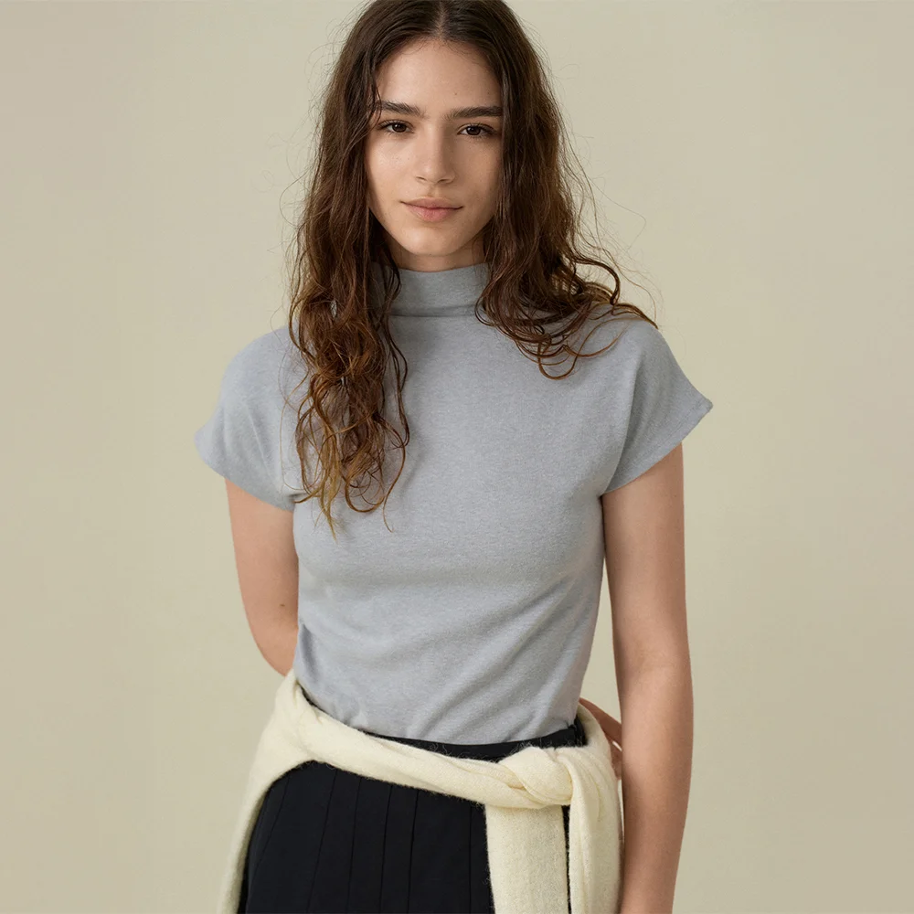VELI COWL NECK TEE_SKY BLUE