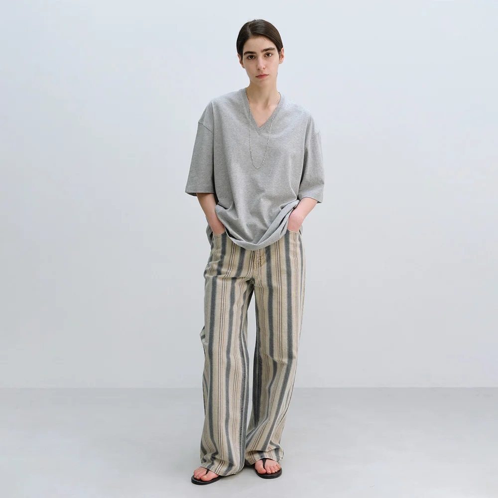 Granada Stripe Denim in Beige