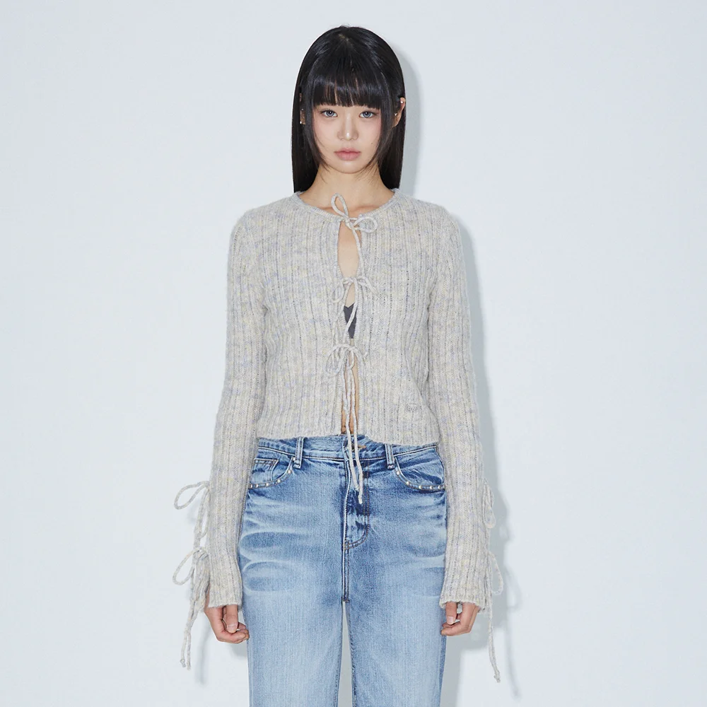RIBBON POINT KNIT CARDIGAN OATMEAL BQ4KG005