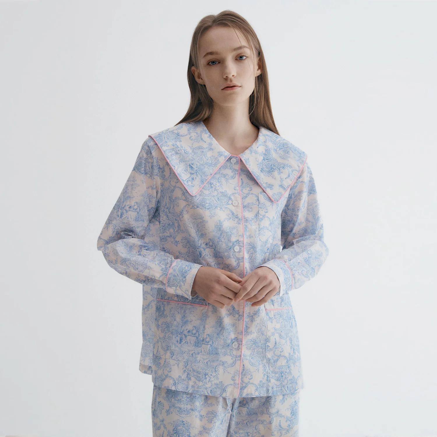 藍色 Toile de Jouy 女裝 睡衣 Pair